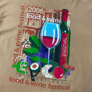 00年代  Disney ディズニー EPCOT FOOD&WINE FESTIVAL イベント アート バックプリント Tシャツ メンズM(Tシャツ/カットソー(半袖/袖なし))