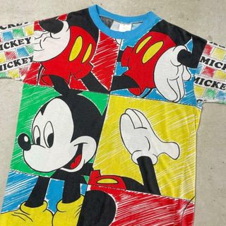 80年代 Radcliffe Lingerie DISNEY ミッキーマウス ロング丈 Tシャツ キャラクター オールオーバープリントTシャツ ワンピース メンズXL相当 レディース(Tシャツ/カットソー(半袖/袖なし))