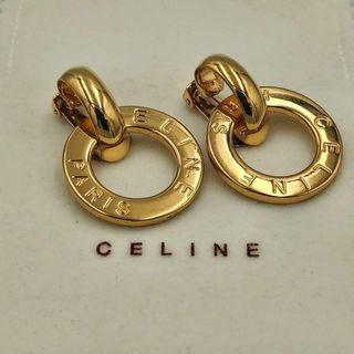 セリーヌ(celine)の★CELINE★ イヤリング ロゴ サークル リング ドーナツ フープ ゴールド(イヤリング)