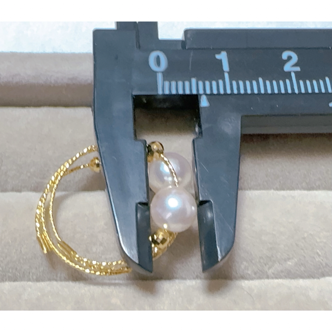 K18   アコヤパール　ミラーボールフレキシブルリング(3連) レディースのアクセサリー(リング(指輪))の商品写真