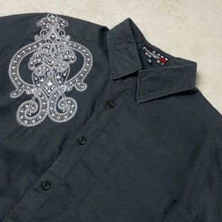 90年代 Prestige 刺繍 リネン 半袖シャツ メンズ2XL(シャツ)