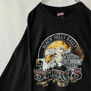 ハーレーダビッドソン(Harley Davidson)のハーレーダビッドソン　ロングTシャツ　ビッグロゴ　古着　ロンT ブラック　XL(Tシャツ/カットソー(七分/長袖))