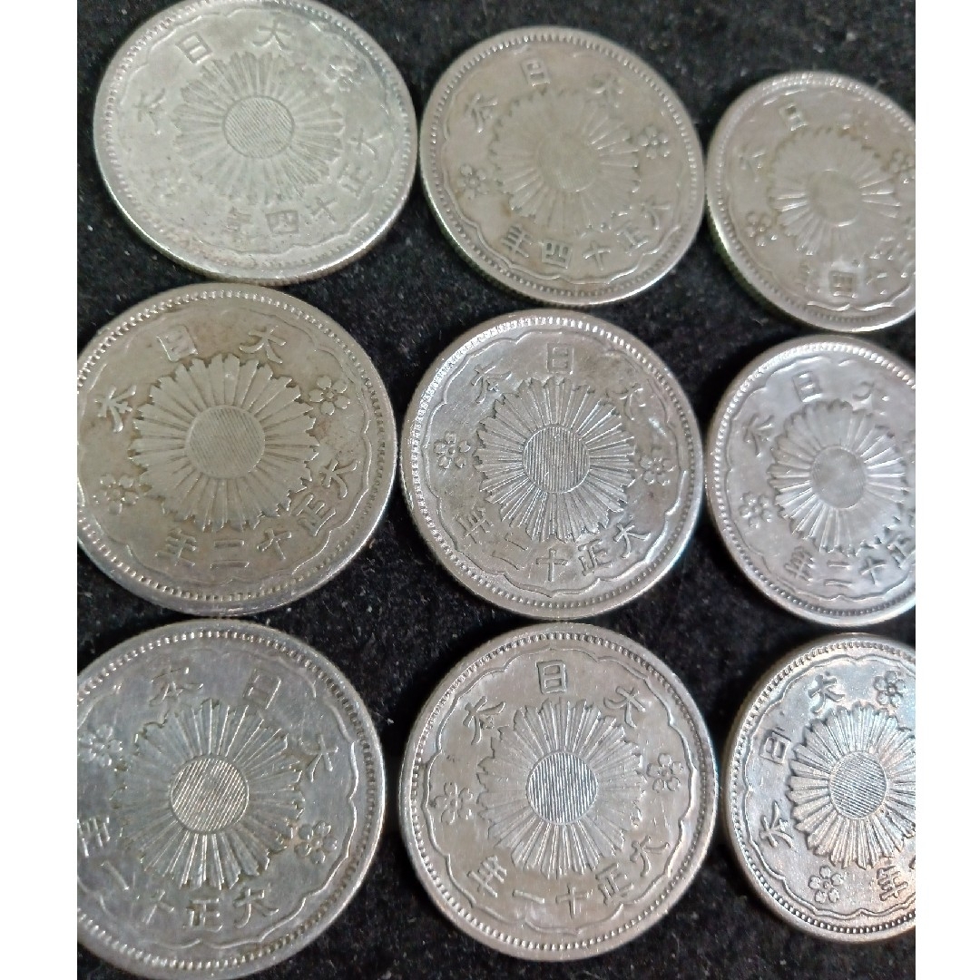 銀貨大正ロマン鳳凰50銭銀貨 silver 720  9枚　銀貨総重量44.5g エンタメ/ホビーの美術品/アンティーク(金属工芸)の商品写真