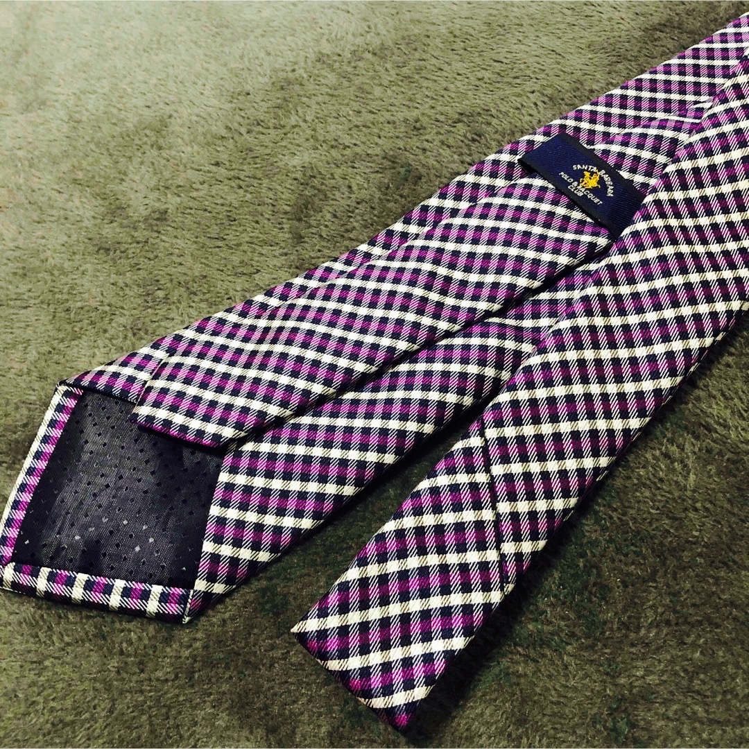 極美品 polo＆racquet CULB チェック柄　紫 メンズのファッション小物(ネクタイ)の商品写真