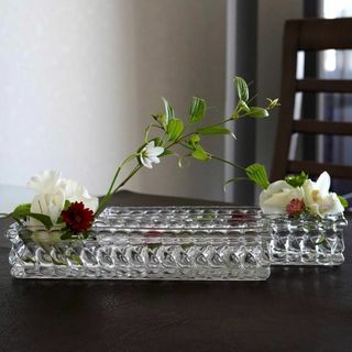 バカラ(Baccarat)の美品オールドバカラ バンブー テーブル センター ピース フラワーベース/花器B(花瓶)