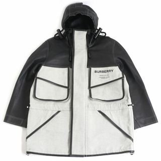 バーバリー(BURBERRY)の極美品□BURBERRY/バーバリー 4567182 ホースフェリー レザー×キャンバス WZIP フーデッド ジャケット/コート ブラック系 54 伊製 正規品 t11-st30306-727(その他)