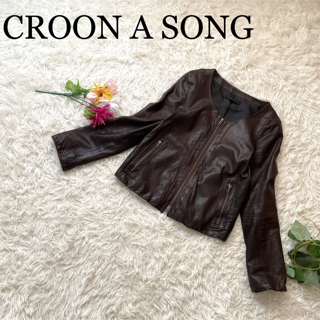 CROON A SONG(クルーンアソング)のcroon a song　クルーンアソング　レザージャケット　シングルライダーズ レディースのジャケット/アウター(ライダースジャケット)の商品写真