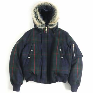 ポールスミス(Paul Smith)の極美品□ポールスミス ブラックウォッチ シグネチャーストライプ フランス産ダウン使用 フーデッド ダウンジャケット M ネイビー系 正規品　t16-st30221-922(ダウンジャケット)