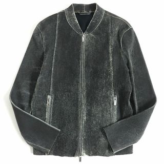 エンポリオアルマーニ(Emporio Armani)の美品□2017年製 黒タグ EMPORIO ARMANI/エンポリオアルマーニ WZIP ラムレザージャケット/ライダース チャコール 48 イタリア製 正規品　t12-st30217-712(レザージャケット)