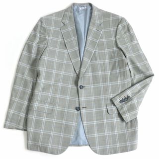 ブリオーニ(Brioni)の極美品□Brioni/ブリオーニ PARLAMENTO タータンチェック 裏ロゴ総柄 シングル テーラードジャケット/ブレザー グレー系 42R イタリア製(テーラードジャケット)