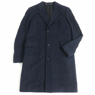 ポールスミス(Paul Smith)の極美品□Paul Smith/ポールスミス　総柄　カシミヤ100％　チェスターコート/ロングコート　ネイビー　M　正規品　日本製　メンズオススメ◎(チェスターコート)