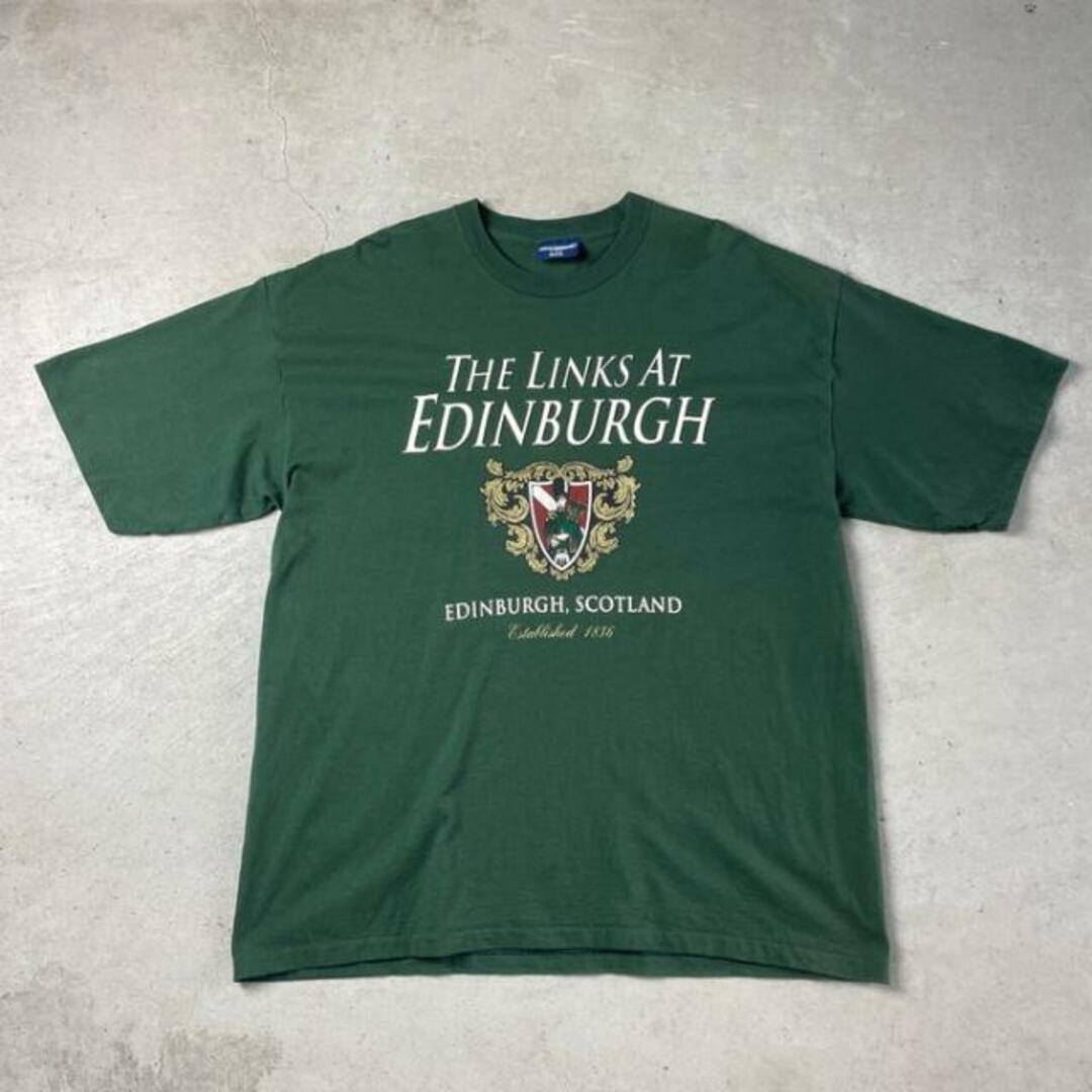 90年代 USA製  THE LINKS AT EDINBURGH スコットランド カレッジロゴ プリント Tシャツ メンズ2XL相当 メンズのトップス(Tシャツ/カットソー(半袖/袖なし))の商品写真