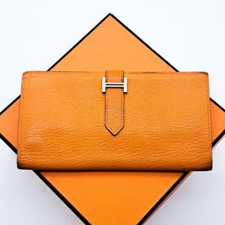 エルメス(Hermes)のHERMES【極美品】ベアンスフレ長財布オレンジ(財布)