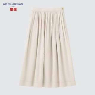 ユニクロ(UNIQLO)の【新品タグ付き】リネンコットンギャザースカート(ひざ丈スカート)