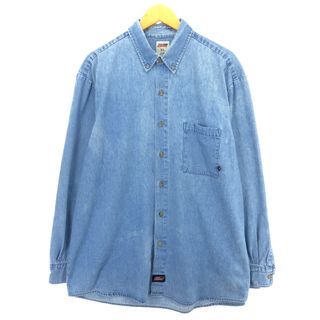 ディッキーズ(Dickies)の古着 ディッキーズ Dickies 長袖 ボタンダウンデニムシャツ メンズXL /eaa422419(シャツ)