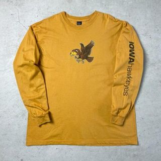 IOWA HAWKEYES  カレッジチームロゴ プリント ロングTシャツ メンズXL相当(Tシャツ/カットソー(七分/長袖))