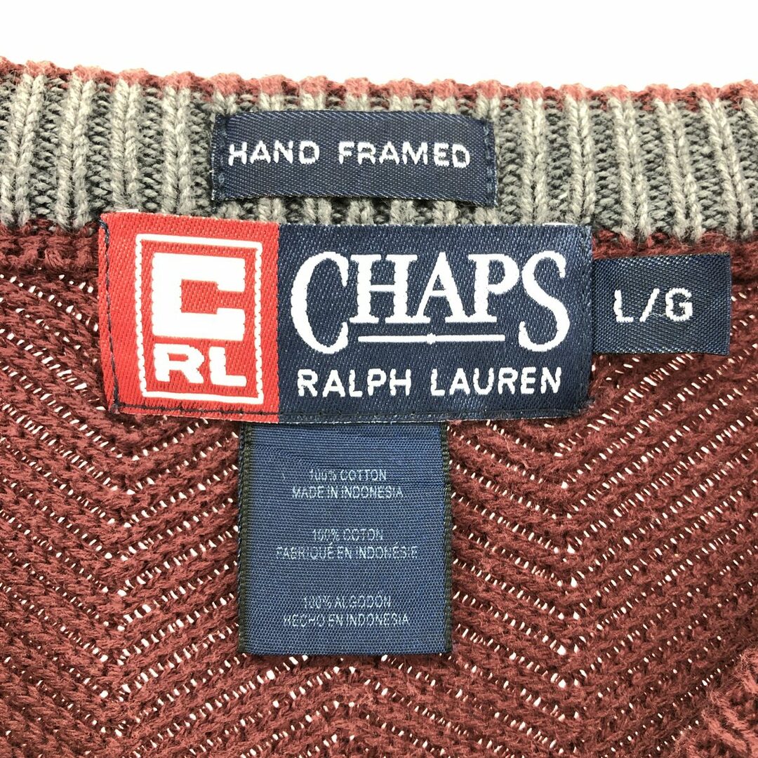 Ralph Lauren(ラルフローレン)の古着 90年代 ラルフローレン Ralph Lauren CHAPS チャップス ヘリンボーン コットンニットセーター メンズL ヴィンテージ /eaa399012 メンズのトップス(ニット/セーター)の商品写真