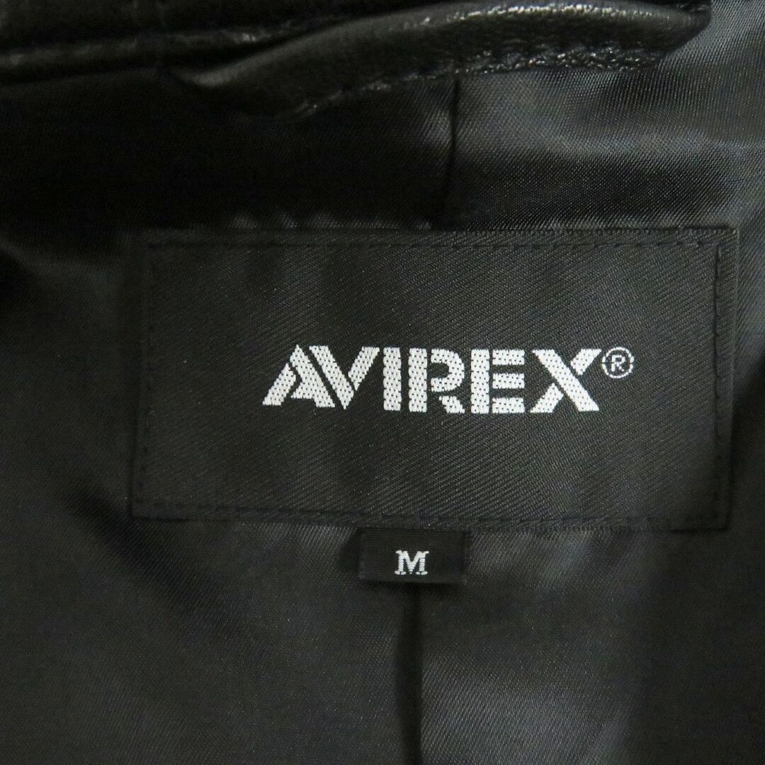 AVIREX(アヴィレックス)の極美品□AVIREX/アヴィレックス 6111043 シープスキン スタンドカラー シングルライダースジャケット/レザーブルゾン ブラック M 正規品 メンズのジャケット/アウター(ライダースジャケット)の商品写真