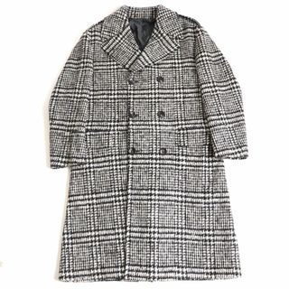 サルトリオ(Sartorio)の未使用品◆正規品 Sartorio サルトリオ ウール100％ 千鳥格子柄 ロング丈 ダブルチェスターコート ホワイト×ブラック 46 メンズ(チェスターコート)