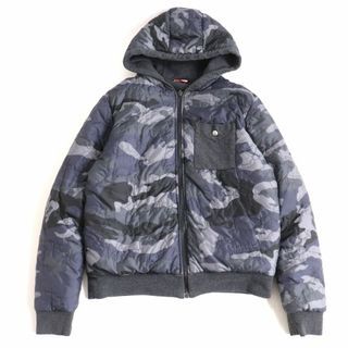 モンクレール(MONCLER)の美品◆2016年 MONCLER モンクレール ガムブルー リバーシブル フーディー ダウンジャケット カモフラ/チャコールグレー M 正規品 メンズ(ダウンジャケット)