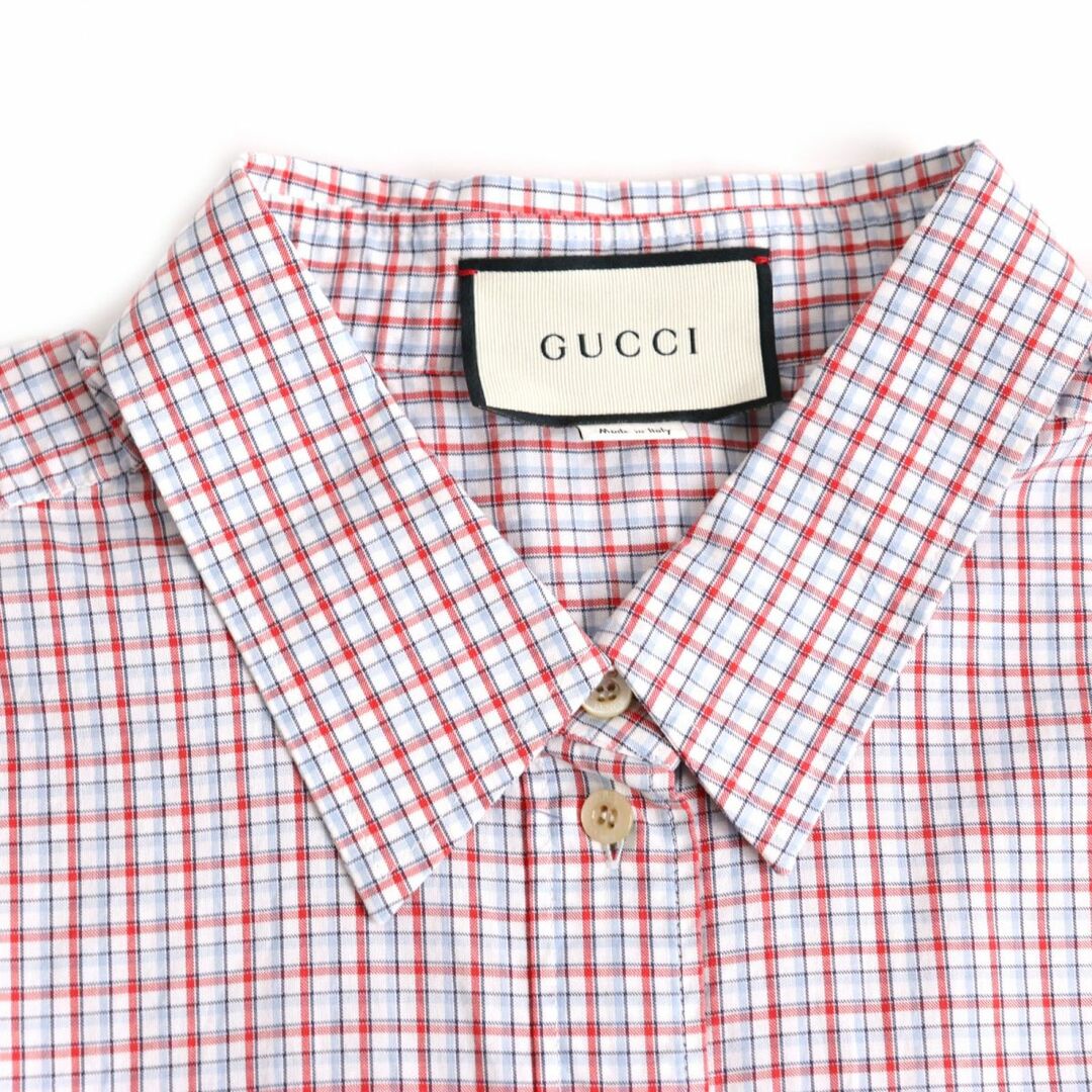 Gucci(グッチ)の未使用◆2018年 グッチ 570637 ロゴボタン付 チェック柄 半袖 オーバーサイズ オックスフォードシャツ マルチカラー 36 正規品 メンズOK メンズのトップス(シャツ)の商品写真