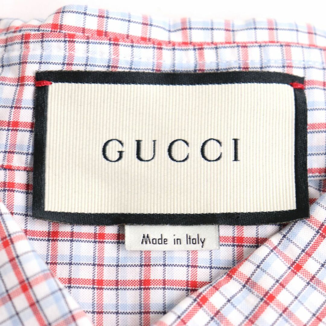 Gucci(グッチ)の未使用◆2018年 グッチ 570637 ロゴボタン付 チェック柄 半袖 オーバーサイズ オックスフォードシャツ マルチカラー 36 正規品 メンズOK メンズのトップス(シャツ)の商品写真