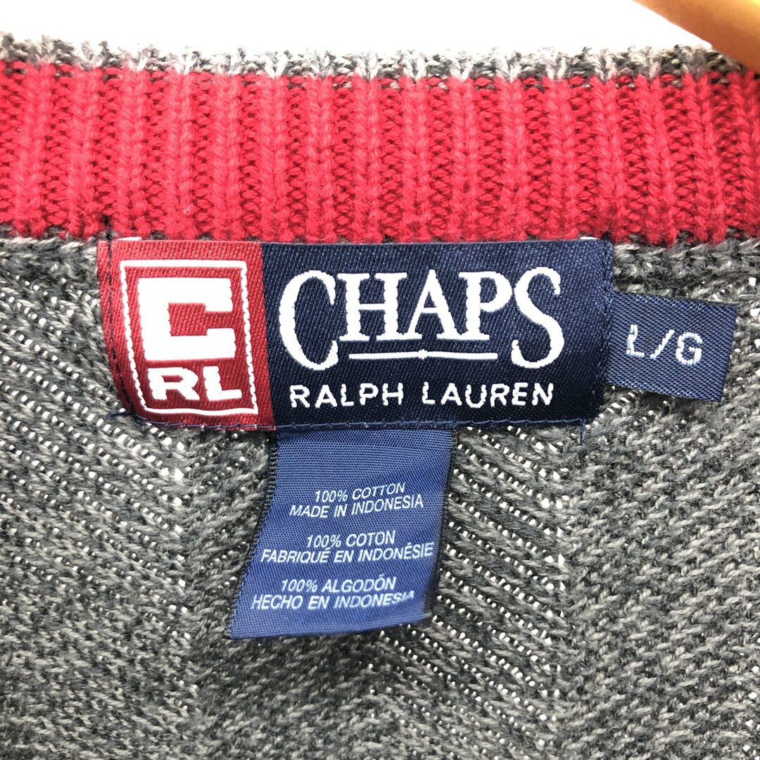 Ralph Lauren(ラルフローレン)の古着 90年代 ラルフローレン Ralph Lauren CHAPS チャップス ヘリンボーン コットンニットセーター メンズL ヴィンテージ /eaa410801 メンズのトップス(ニット/セーター)の商品写真