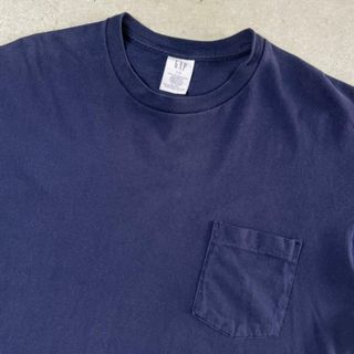 ギャップ(GAP)の90年代 GAP オールドギャップ USA製  シングルステッチ 無地 ポケットTシャツ ブランクTシャツ メンズL ネイビー 紺色(Tシャツ/カットソー(半袖/袖なし))