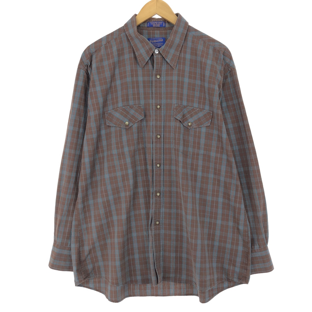 PENDLETON(ペンドルトン)の古着 00年代 ペンドルトン PENDLETON チェック柄 長袖 ウエスタンシャツ メンズXL /eaa422621 メンズのトップス(シャツ)の商品写真