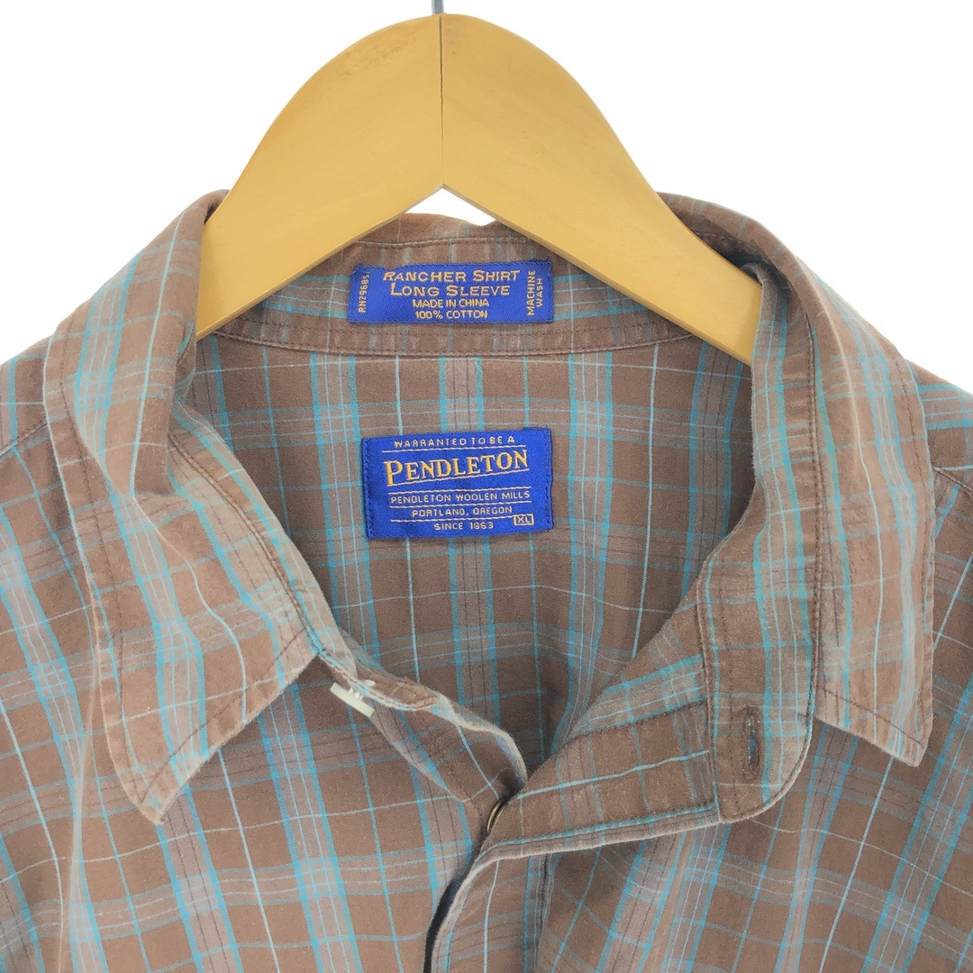 PENDLETON(ペンドルトン)の古着 00年代 ペンドルトン PENDLETON チェック柄 長袖 ウエスタンシャツ メンズXL /eaa422621 メンズのトップス(シャツ)の商品写真