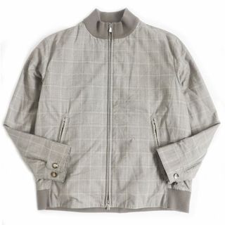 LORO PIANA - 美品□Loro Piana/ロロピアーナ グレンチェック カシミヤ×シルク WZIP 中綿入り ブルゾンジャケット グレーブラウン L イタリア製 正規品