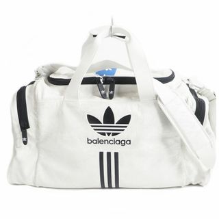 バレンシアガ(Balenciaga)の極美品□23SS バレンシアガ×アディダス 721810 トレフォイル ロゴ入り 熟成アリーナラムスキン ジムバッグ/ボストンバッグ ホワイト 伊製(ボストンバッグ)