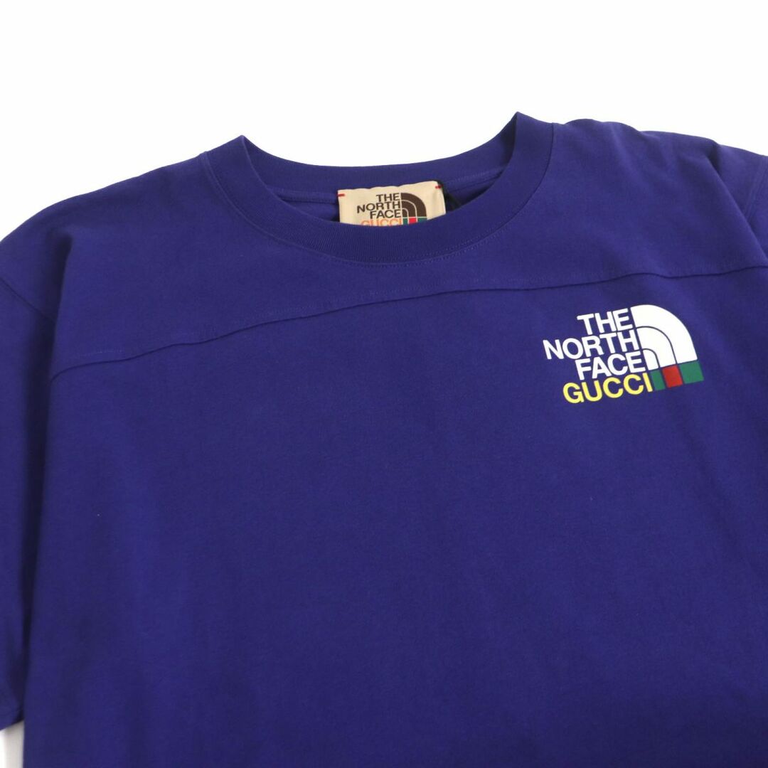 Gucci(グッチ)の未使用品□21AW グッチ×ザ・ノースフェイス 671443 ロゴ入り バックプリント コットン クルーネック 半袖Tシャツ 青 S イタリア製 正規品 メンズのトップス(Tシャツ/カットソー(半袖/袖なし))の商品写真