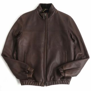 ロロピアーナ(LORO PIANA)の未使用品□Loro Piana/ロロピアーナ ディアスキン 裏地ミンク WZIP スタンドカラー レザーブルゾンジャケット ブラウン XS イタリア製 正規(レザージャケット)