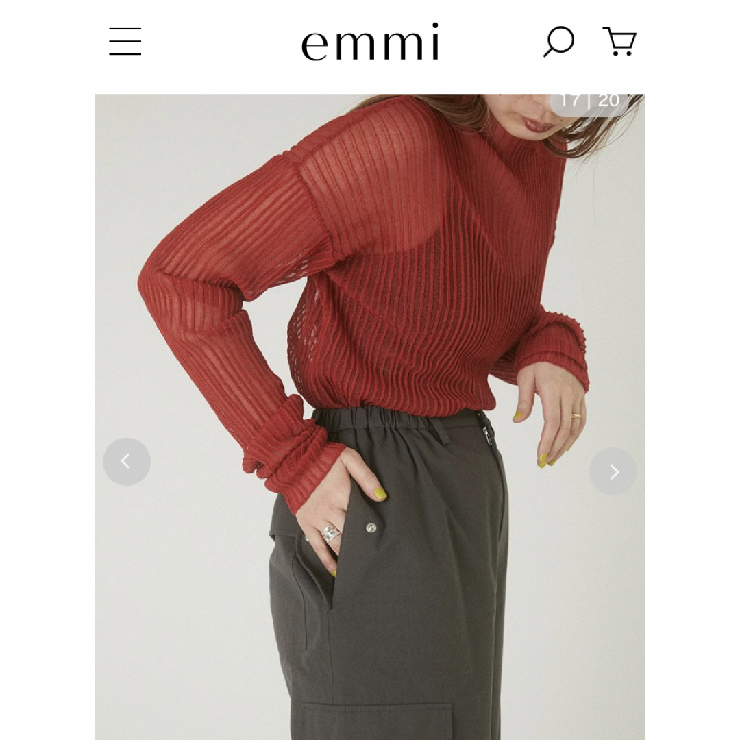 emmi atelier(エミアトリエ)のemmi ハイネックシアーリブニットトップス レディースのトップス(ニット/セーター)の商品写真