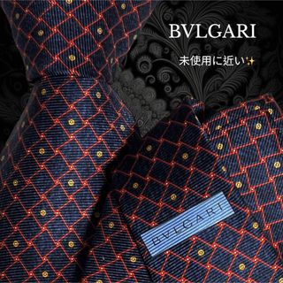 ブルガリ(BVLGARI)のBVLGARI ネイビー レッド セッテピエゲ パターン柄 イタリア(ネクタイ)