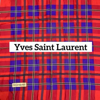 イヴサンローラン(Yves Saint Laurent)の★Yves Saint Laurent★ スカーフ チェック レッド タグ無し(バンダナ/スカーフ)