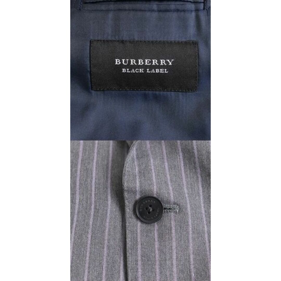 BURBERRY(バーバリー)の美品◆正規品 BURBERRY BLACK LABEL バーバリー ブラック レーベル ストライプ柄 シングル 3Pスーツ グレー 42 メンズ メンズのスーツ(セットアップ)の商品写真