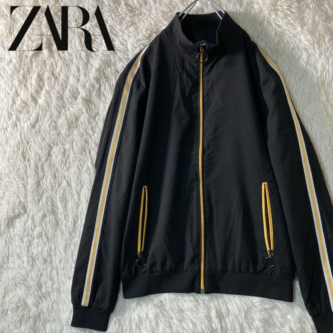 ZARA(ザラ)の美品 ZARA ザラ トラックジャケット ジャージ ブラック サイドライン M メンズのトップス(ジャージ)の商品写真