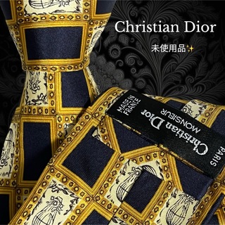 クリスチャンディオール(Christian Dior)のChristian Dior ネイビー イエロー系 気球 フランス製(ネクタイ)