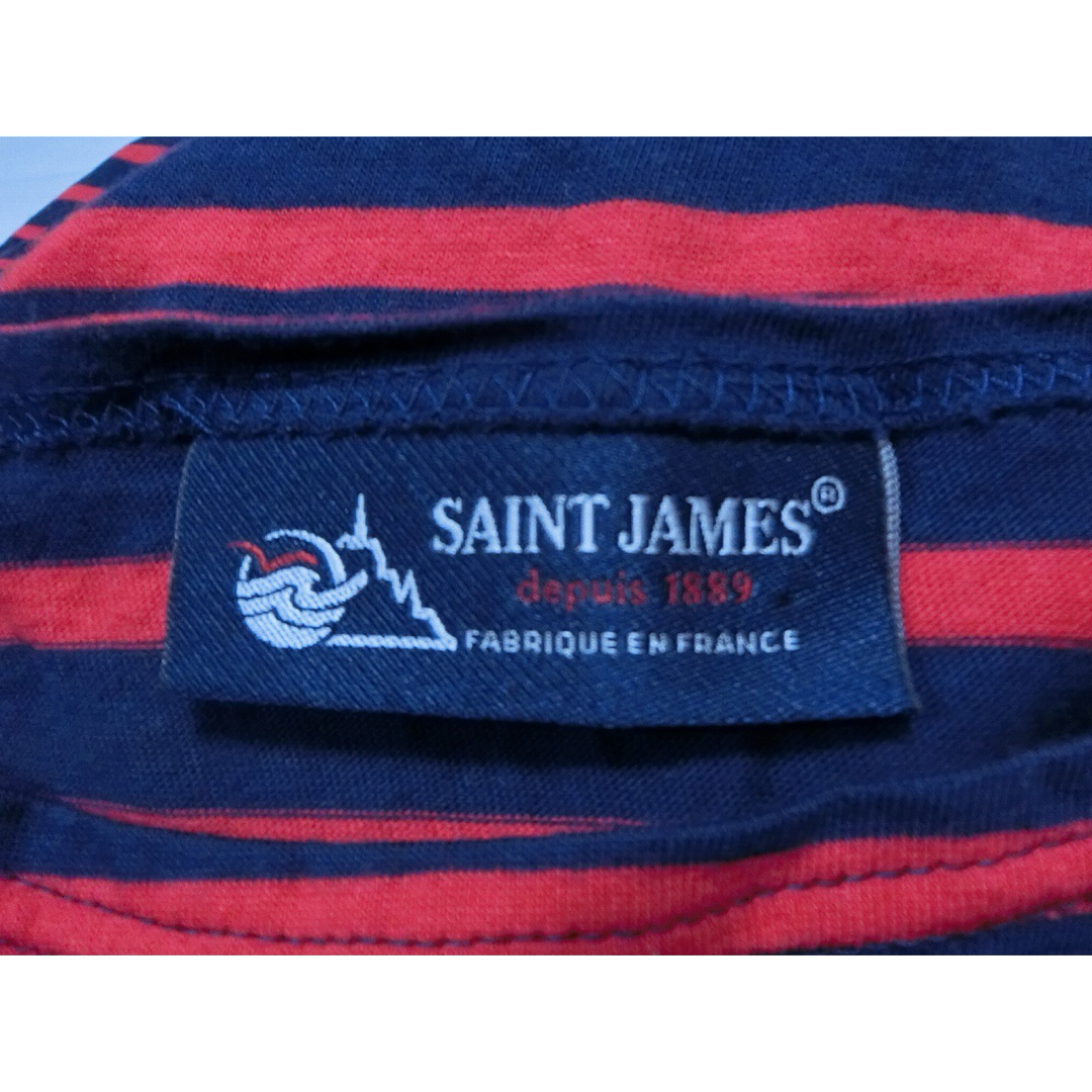 SAINT JAMES(セントジェームス)のSAINT JAMES セントジェームス　紺と赤のボーダーの長袖Tシャツ XXS レディースのトップス(Tシャツ(長袖/七分))の商品写真