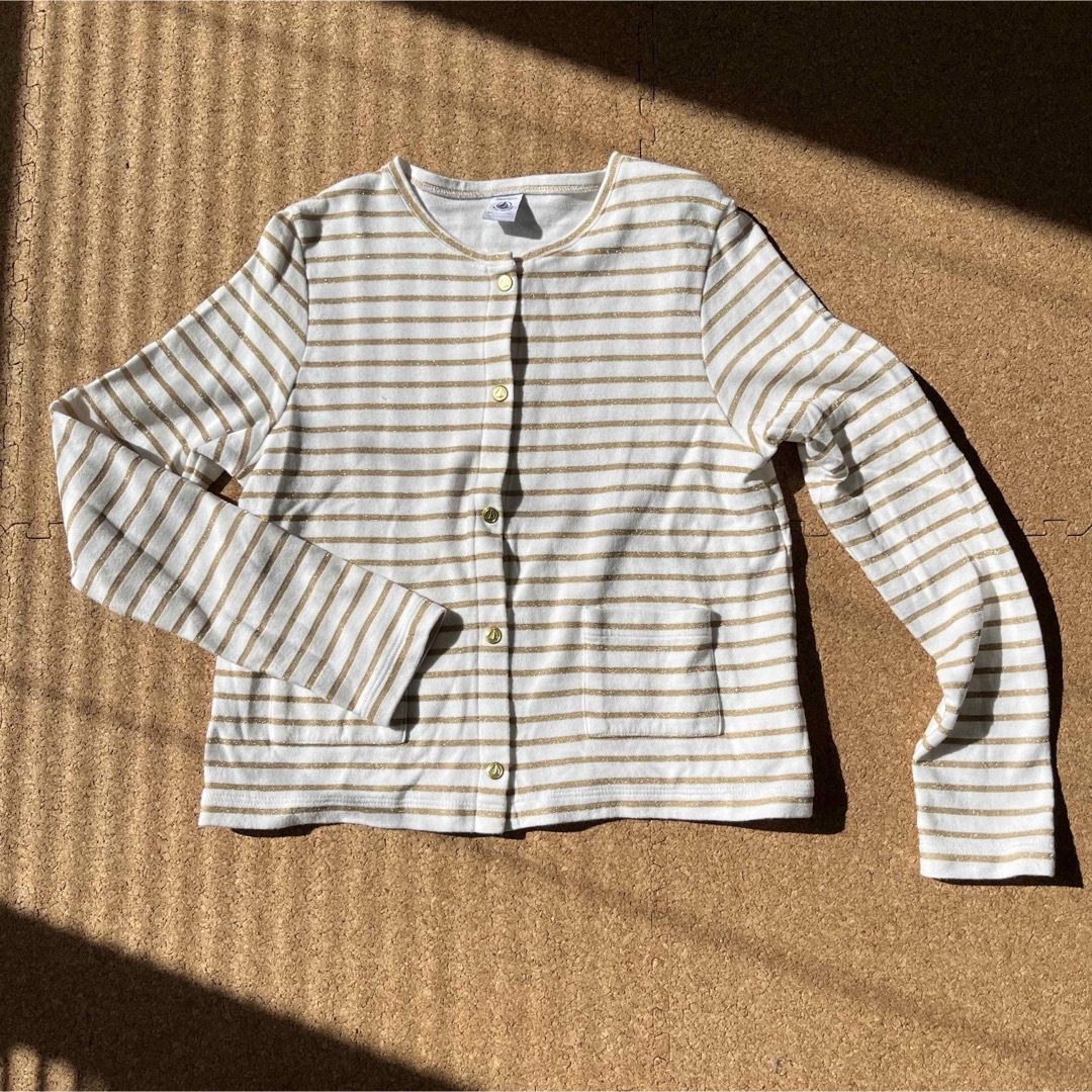 PETIT BATEAU(プチバトー)のPETIT BATEAU長袖ボーダーカーディガン152cm キッズ/ベビー/マタニティのキッズ服女の子用(90cm~)(カーディガン)の商品写真