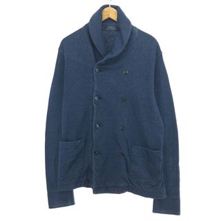 ラルフローレン(Ralph Lauren)の古着 ラルフローレン Ralph Lauren POLO by Ralph Lauren Pコートタイプ ショールカラー ダブルブレスト コットンニットカーディガン メンズM /eaa399656(カーディガン)