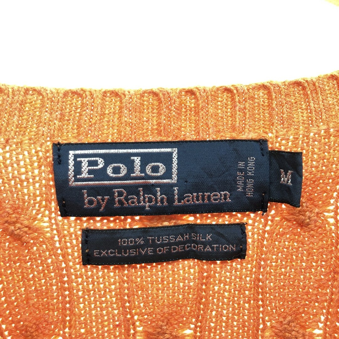 Ralph Lauren(ラルフローレン)の古着 ラルフローレン Ralph Lauren POLO by Ralph Lauren ケーブル編み Vネック シルクニットセーター メンズM /eaa399724 メンズのトップス(ニット/セーター)の商品写真