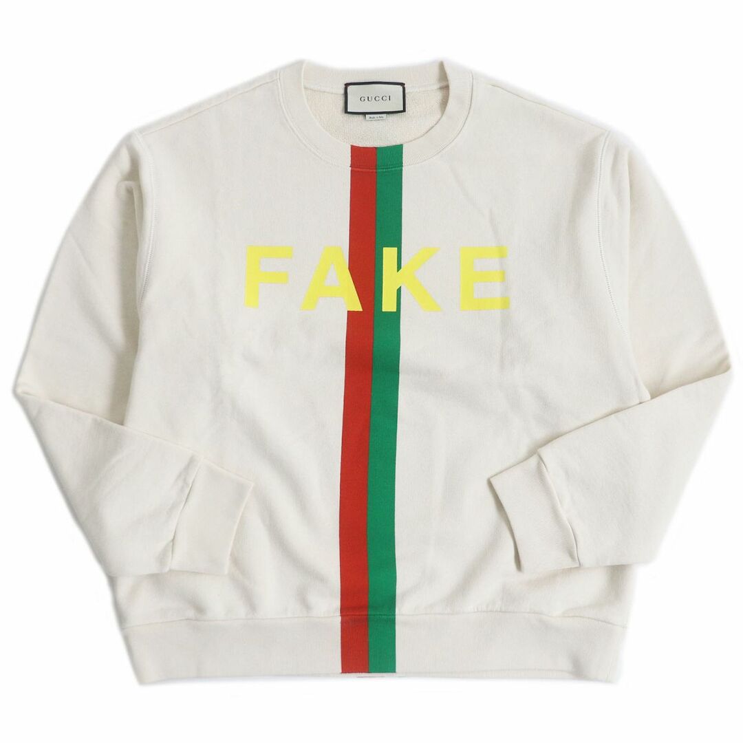 Gucci(グッチ)の極美品□GUCCI/グッチ 635847 FAKE NOT/ウェブライン プリント コットン100％ 長袖 スウェット/トレーナー アイボリー M イタリア製 正規品 メンズのトップス(スウェット)の商品写真