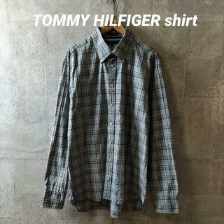 トミーヒルフィガー(TOMMY HILFIGER)のトミーヒルフィガー ボタンダウンシャツ Lサイズ グレー チェック(シャツ)
