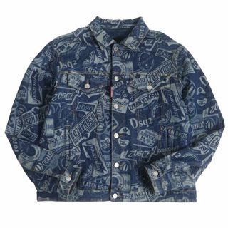 ディースクエアード(DSQUARED2)の美品□2019年製 DSQUARED2/ディースクエアード S74AM0967 ロゴ総柄 Over Jean Jacket デニムジャケット/ジージャン 青 S イタリア製 正規品(Gジャン/デニムジャケット)