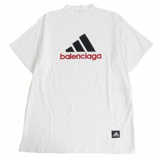 バレンシアガ(Balenciaga)の極美品□23SS BALENCIAGA×adidas バレンシアガ アディダス 731769 パフォーマンスロゴ モックネック オーバーサイズTシャツ 白 1 正規品(Tシャツ/カットソー(半袖/袖なし))