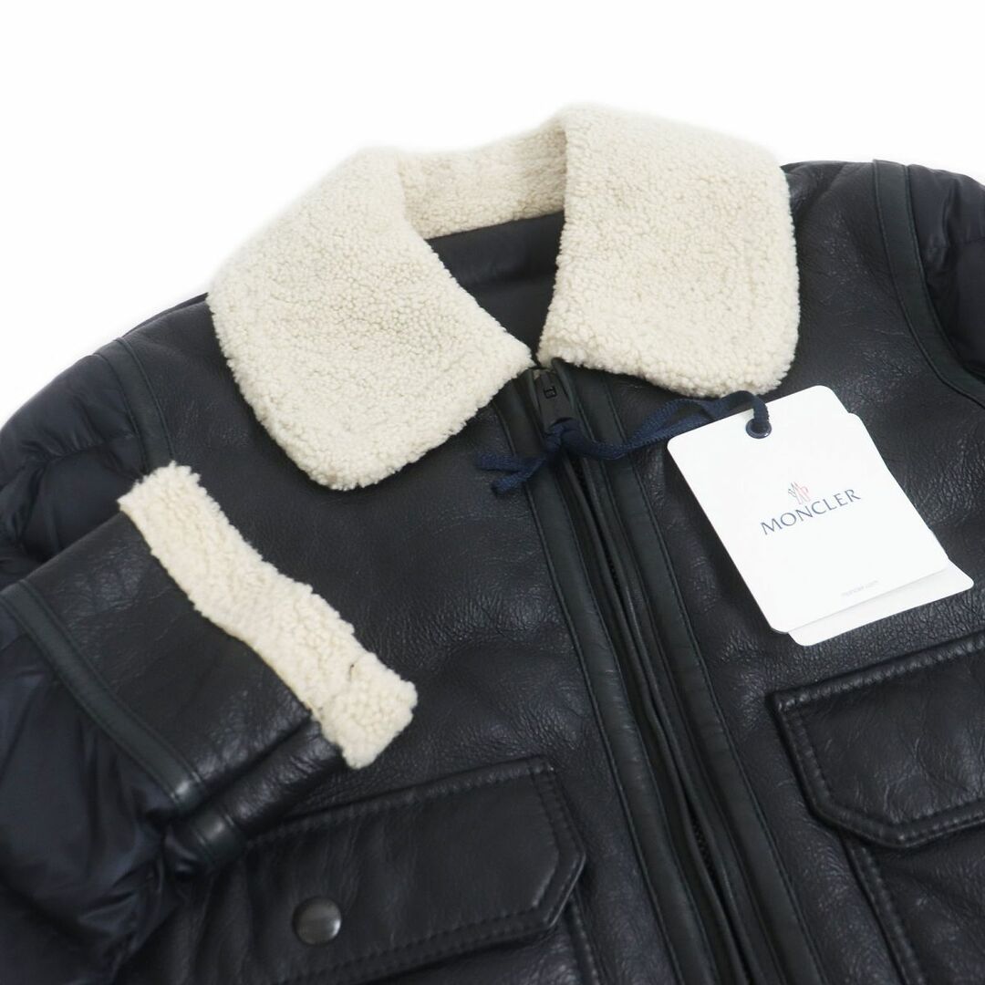 MONCLER(モンクレール)の極美品□MONCLER/モンクレール LAREDO GIUBBOTTO ナイロン切替 WZIP レザー ムートンダウンジャケット/パファージャケット ブラック  2 メンズのジャケット/アウター(ダウンジャケット)の商品写真