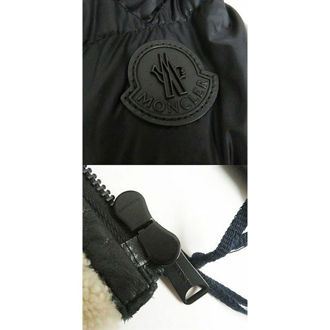 MONCLER(モンクレール)の極美品□MONCLER/モンクレール LAREDO GIUBBOTTO ナイロン切替 WZIP レザー ムートンダウンジャケット/パファージャケット ブラック  2 メンズのジャケット/アウター(ダウンジャケット)の商品写真